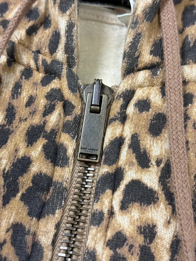 SS2020 Saint Laurent Leopard Print Zip-up Hoodie OyGjgRq 8