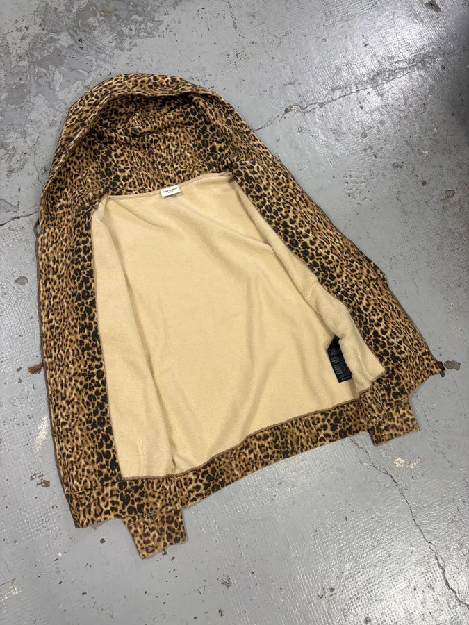 SS2020 Saint Laurent Leopard Print Zip-up Hoodie OyGjgRq 6