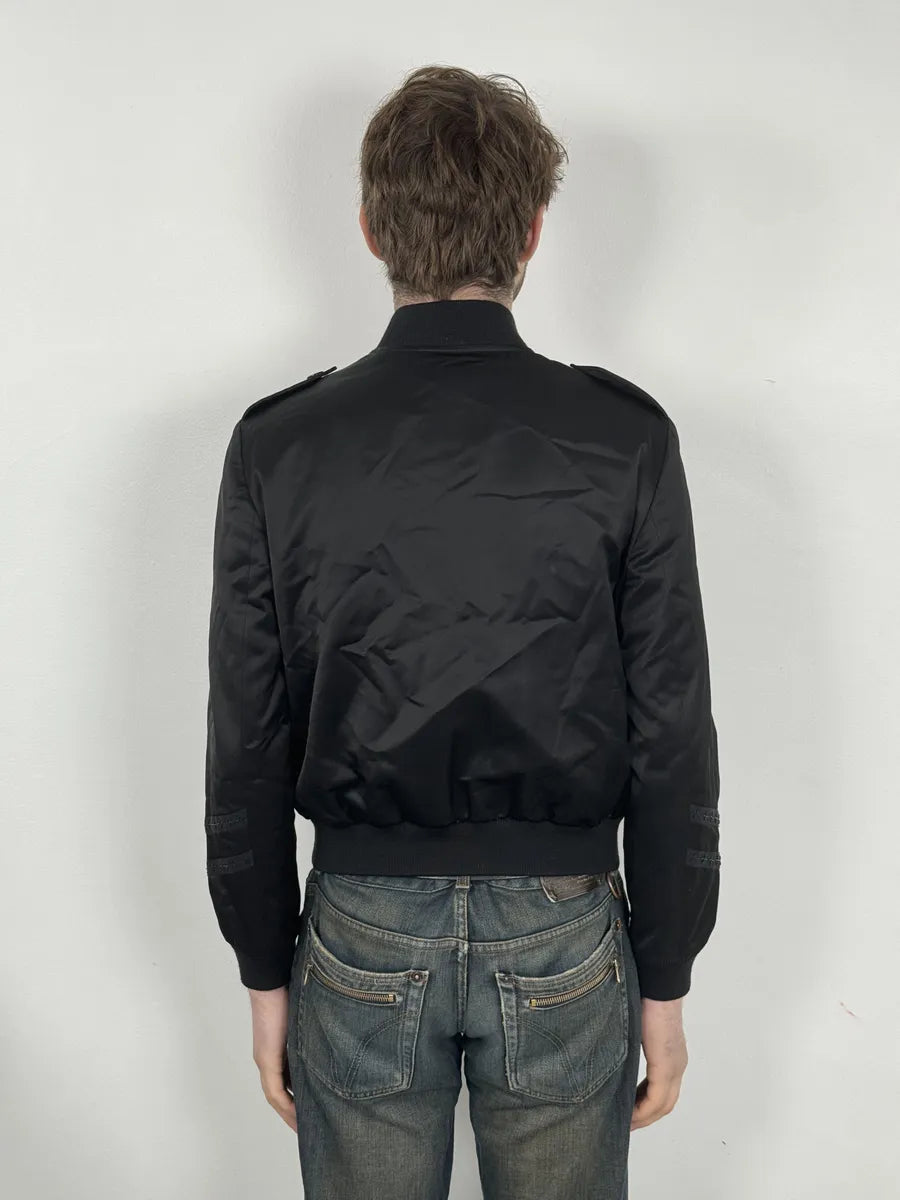 SS2020 Saint Laurent Officer Black Satin Bomber Jacket PPcccfS 3