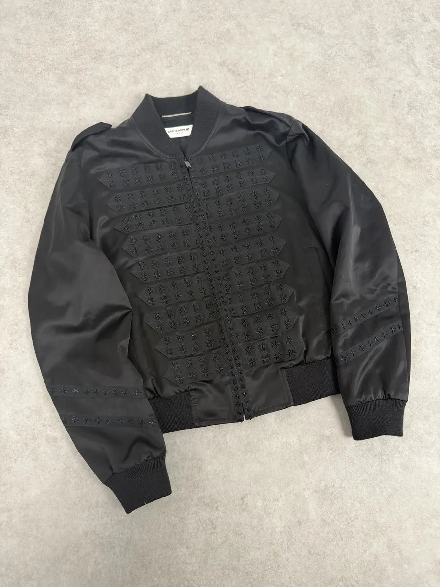 SS2020 Saint Laurent Officer Black Satin Bomber Jacket PPcccfS 4