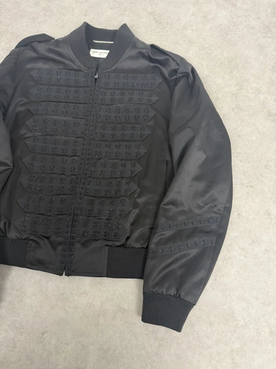 SS2020 Saint Laurent Officer Black Satin Bomber Jacket PPcccfS 5