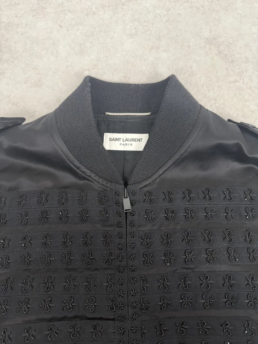 SS2020 Saint Laurent Officer Black Satin Bomber Jacket PPcccfS 9