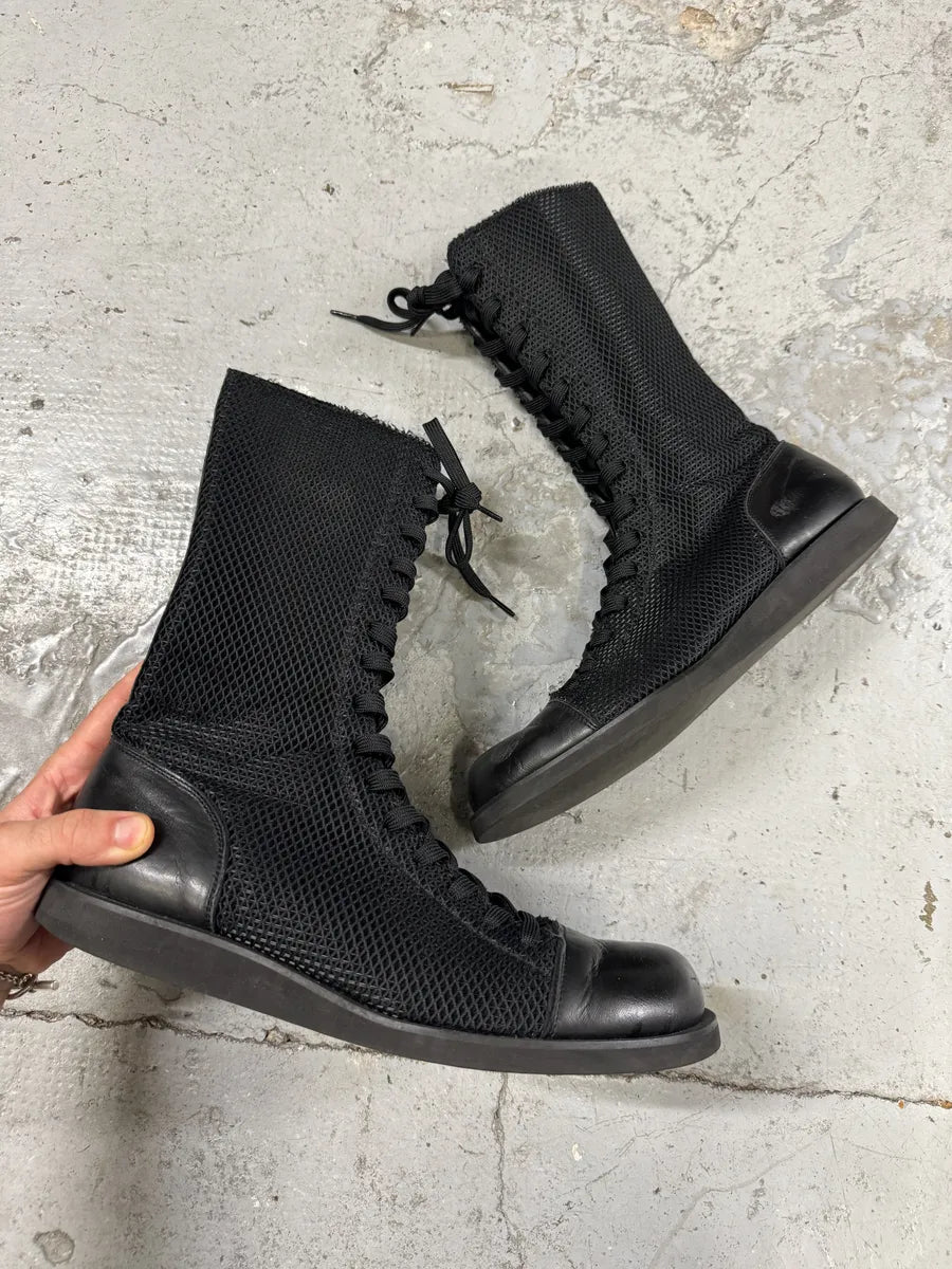 SS2020 Yohji Yamamoto Black Ankle Boxing Leather Shoes qJchicw 0