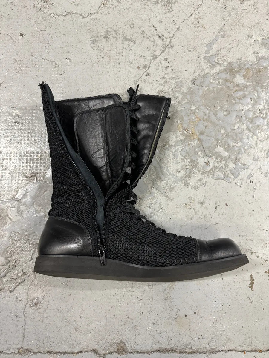 SS2020 Yohji Yamamoto Black Ankle Boxing Leather Shoes qJchicw 10