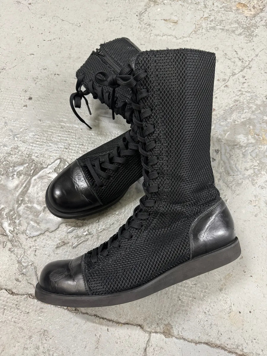 SS2020 Yohji Yamamoto Black Ankle Boxing Leather Shoes qJchicw 2