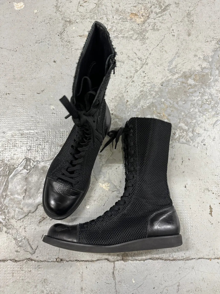 SS2020 Yohji Yamamoto Black Ankle Boxing Leather Shoes qJchicw 3