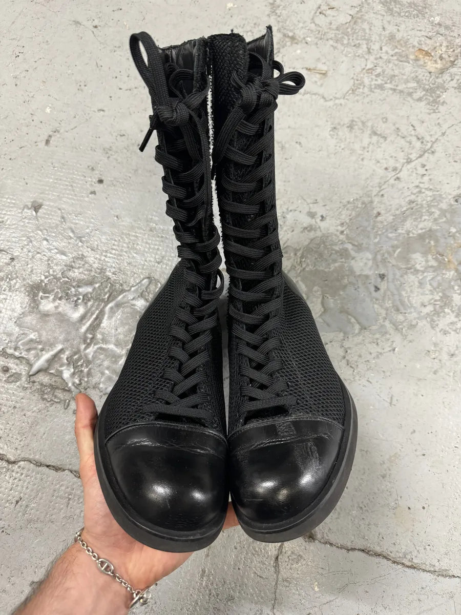 SS2020 Yohji Yamamoto Black Ankle Boxing Leather Shoes qJchicw 5