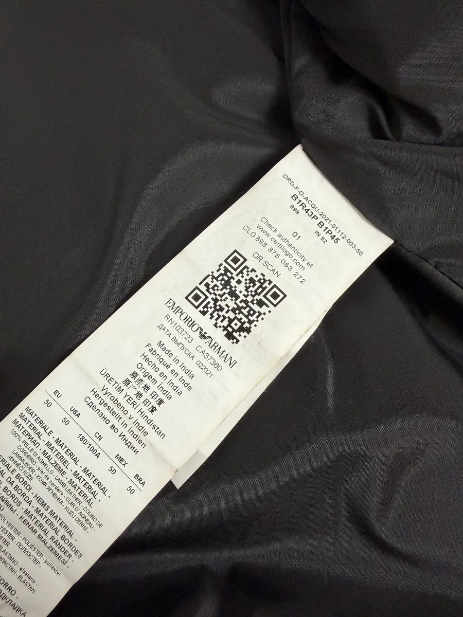 SS2021 Emporio Armani Black Relief Biker Leather Jacket zKFjIIB 7