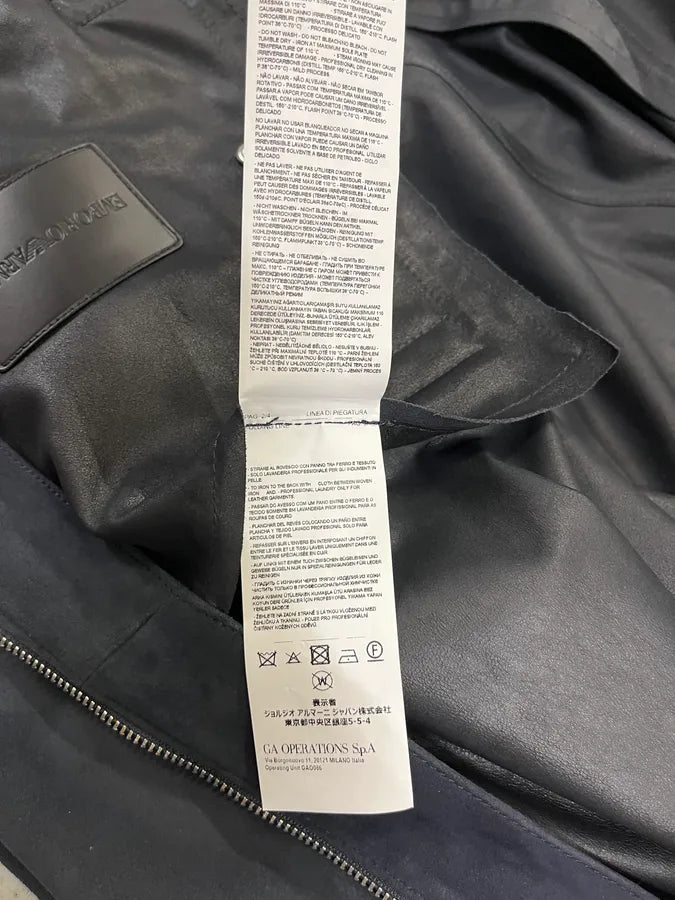 SS2021 Emporio Armani Navy Suede Leather Jacket GRZXxwF 9