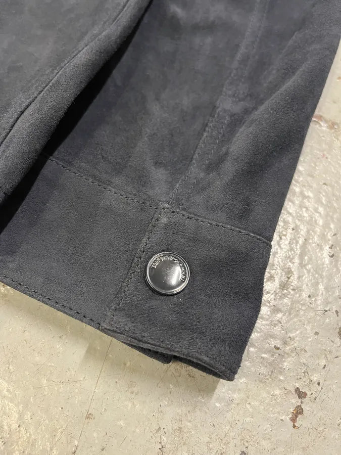 SS2021 Emporio Armani Navy Suede Leather Jacket GRZXxwF 6