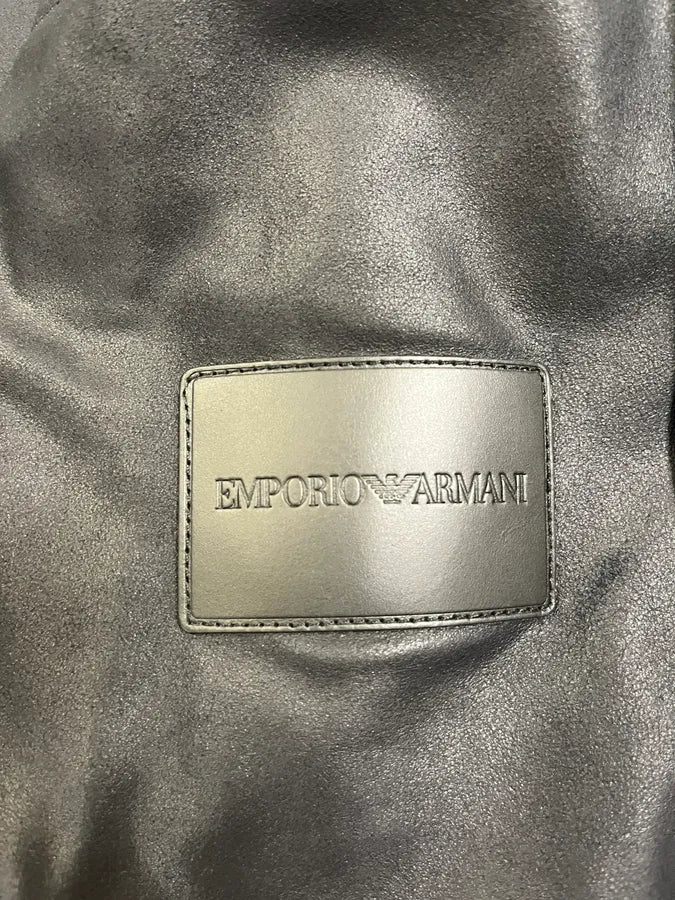 SS2021 Emporio Armani Navy Suede Leather Jacket GRZXxwF 7