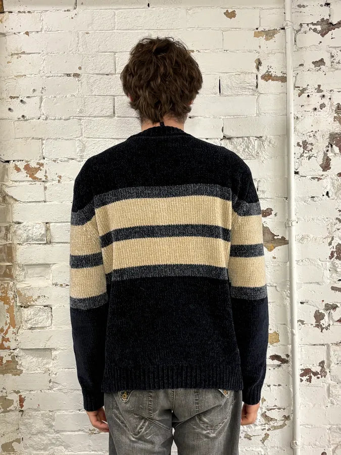 SS2021 Emporio Armani White Lines Navy Sweater yETMnbu 2