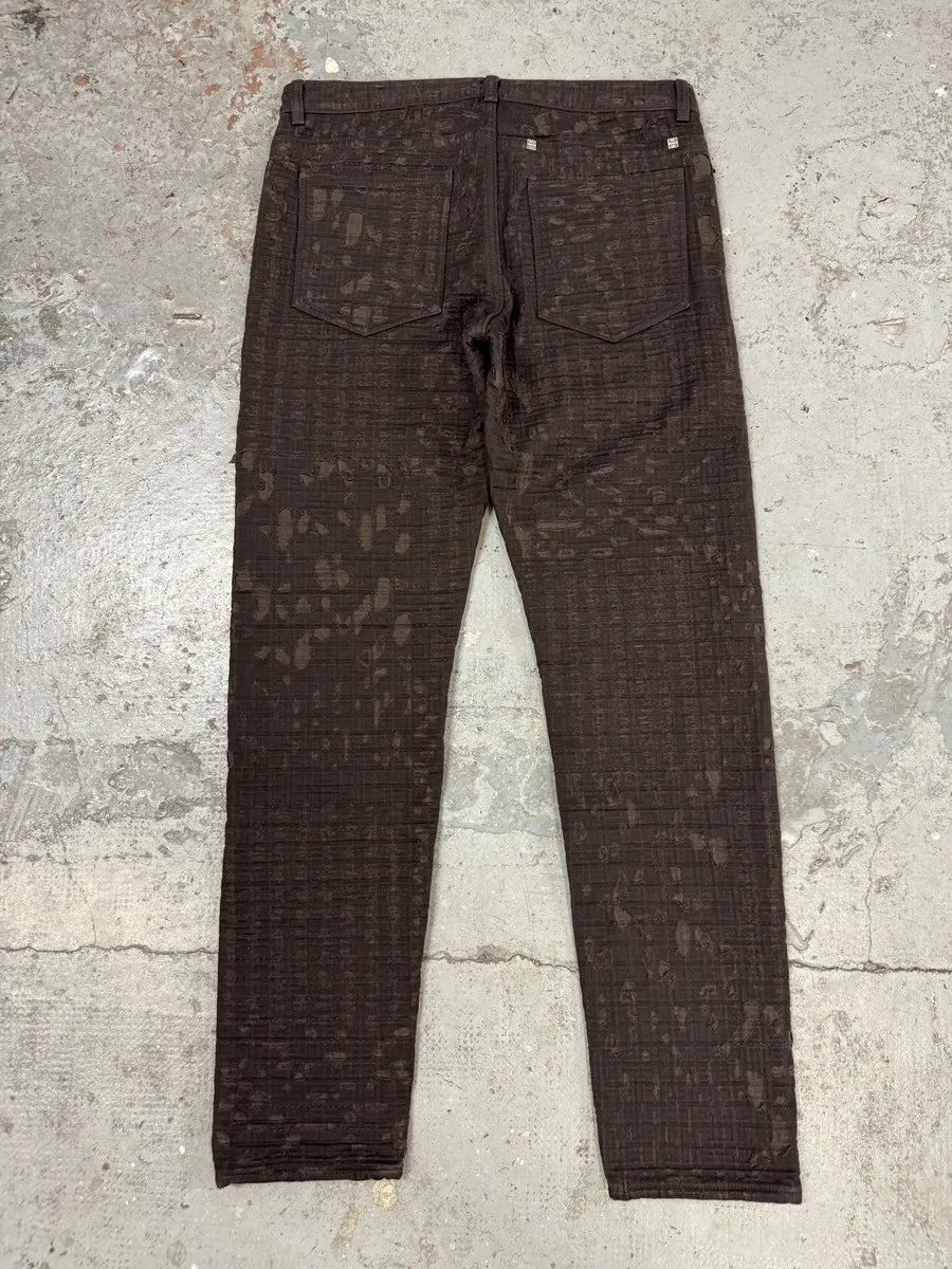 SS2021 Givenchy Brown 2 Zips Distressed Biker Pants YdJgrHT 1