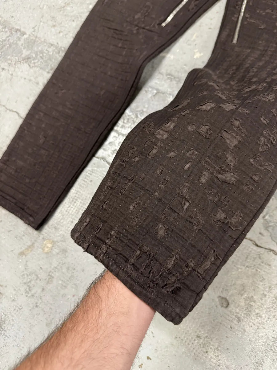 SS2021 Givenchy Brown 2 Zips Distressed Biker Pants YdJgrHT 11