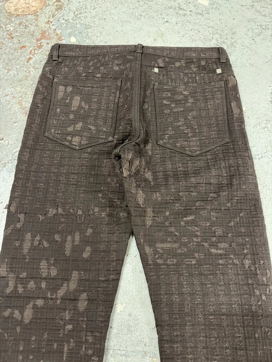 SS2021 Givenchy Brown 2 Zips Distressed Biker Pants YdJgrHT 7