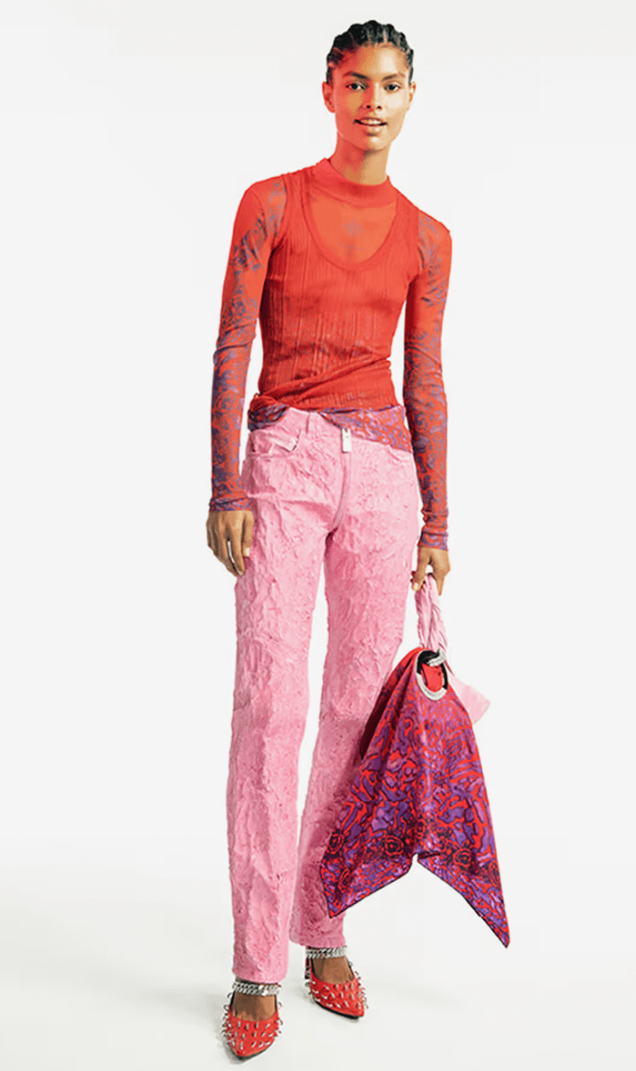 SS2021 Givenchy Pink Cracked Painted Leather Pants by Matthew Williams rmZvHEC 1