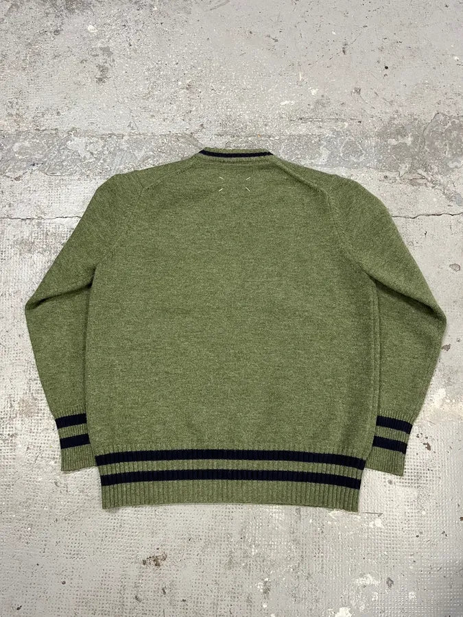 SS2021 Maison Margiela Olive V Neck Knit Wool Sweater (M/L) VukjBpp 1