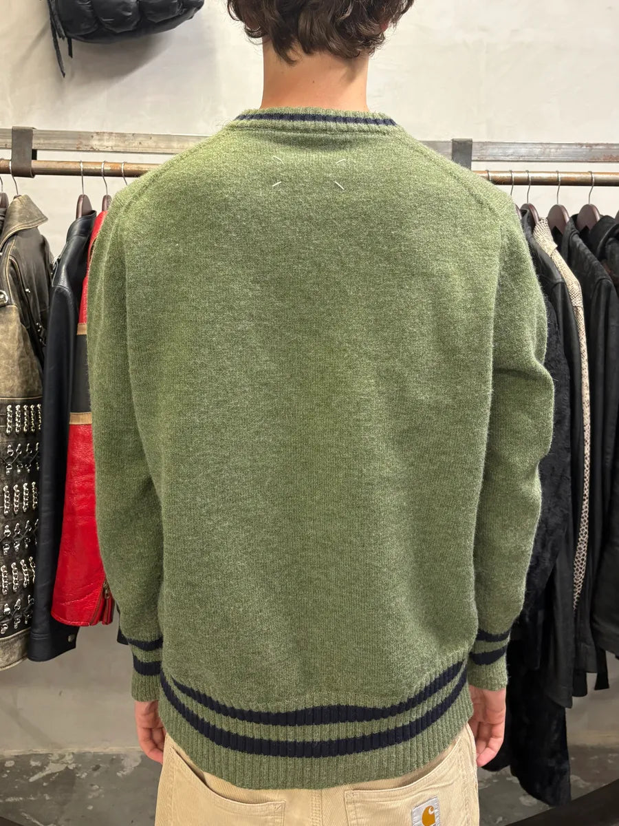 SS2021 Maison Margiela Olive V Neck Knit Wool Sweater (M/L) VukjBpp 3