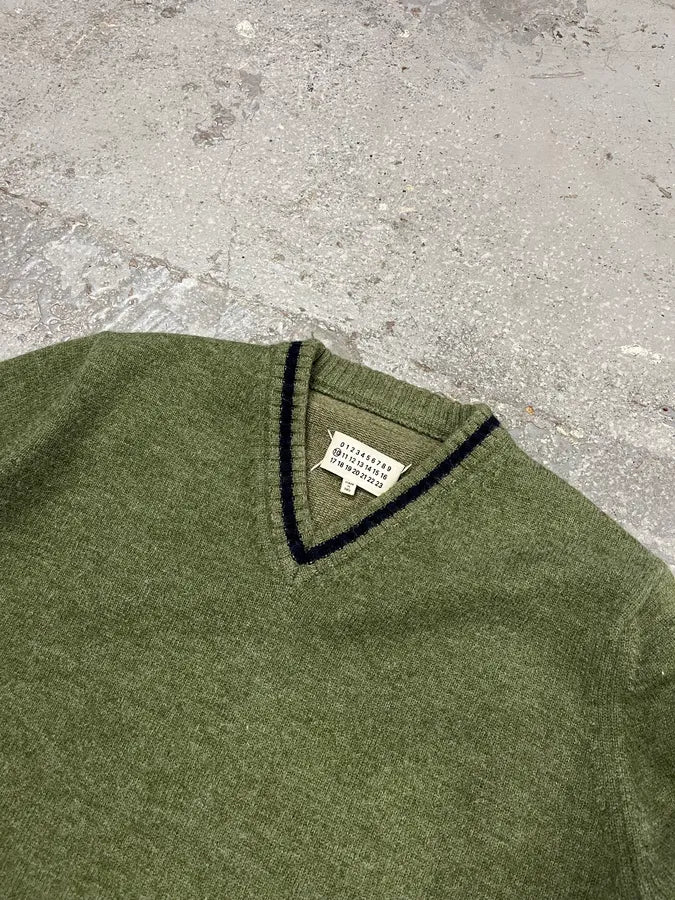 SS2021 Maison Margiela Olive V Neck Knit Wool Sweater (M/L) VukjBpp 6