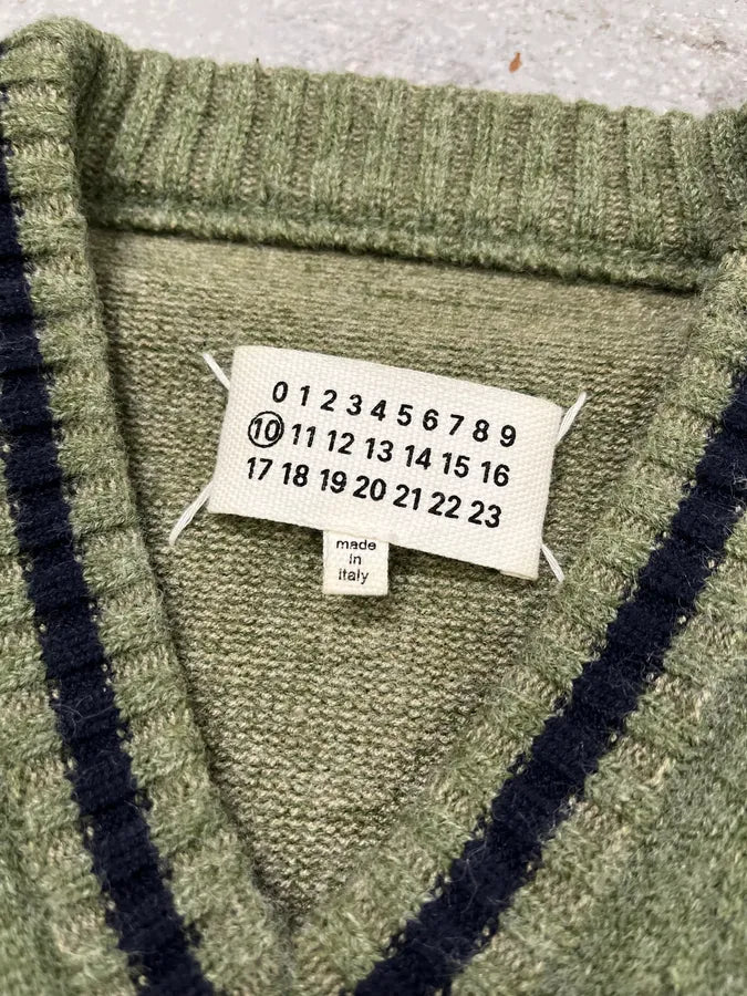 SS2021 Maison Margiela Olive V Neck Knit Wool Sweater (M/L) VukjBpp 8