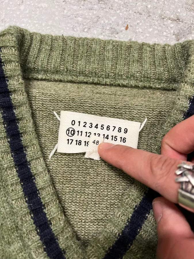 SS2021 Maison Margiela Olive V Neck Knit Wool Sweater (M/L) VukjBpp 9