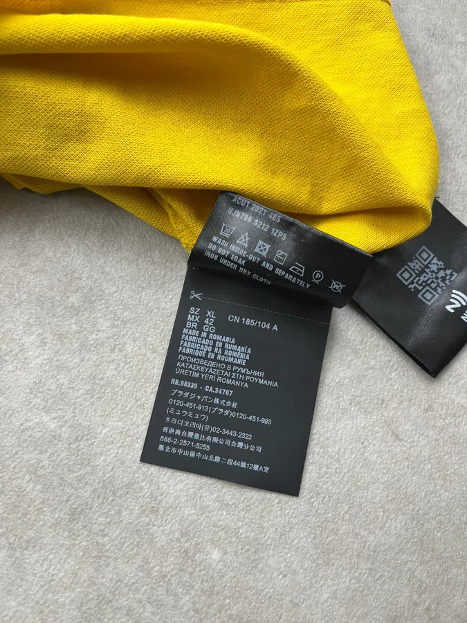 SS2021 Prada Stripes Contrast Collar Yellow Polo KGBWZaf 10