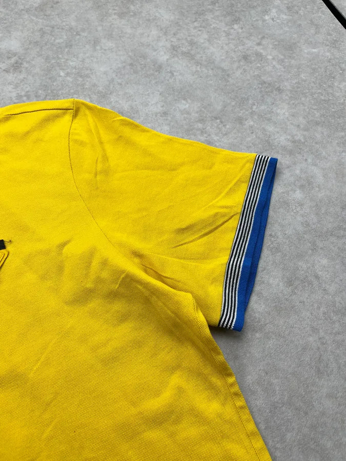 SS2021 Prada Stripes Contrast Collar Yellow Polo KGBWZaf 4