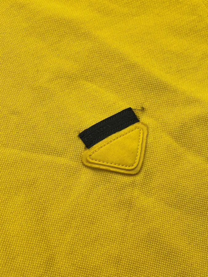 SS2021 Prada Stripes Contrast Collar Yellow Polo KGBWZaf 5