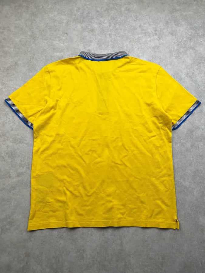 SS2021 Prada Stripes Contrast Collar Yellow Polo KGBWZaf 7
