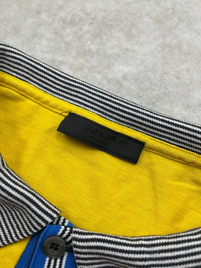 SS2021 Prada Stripes Contrast Collar Yellow Polo KGBWZaf 8