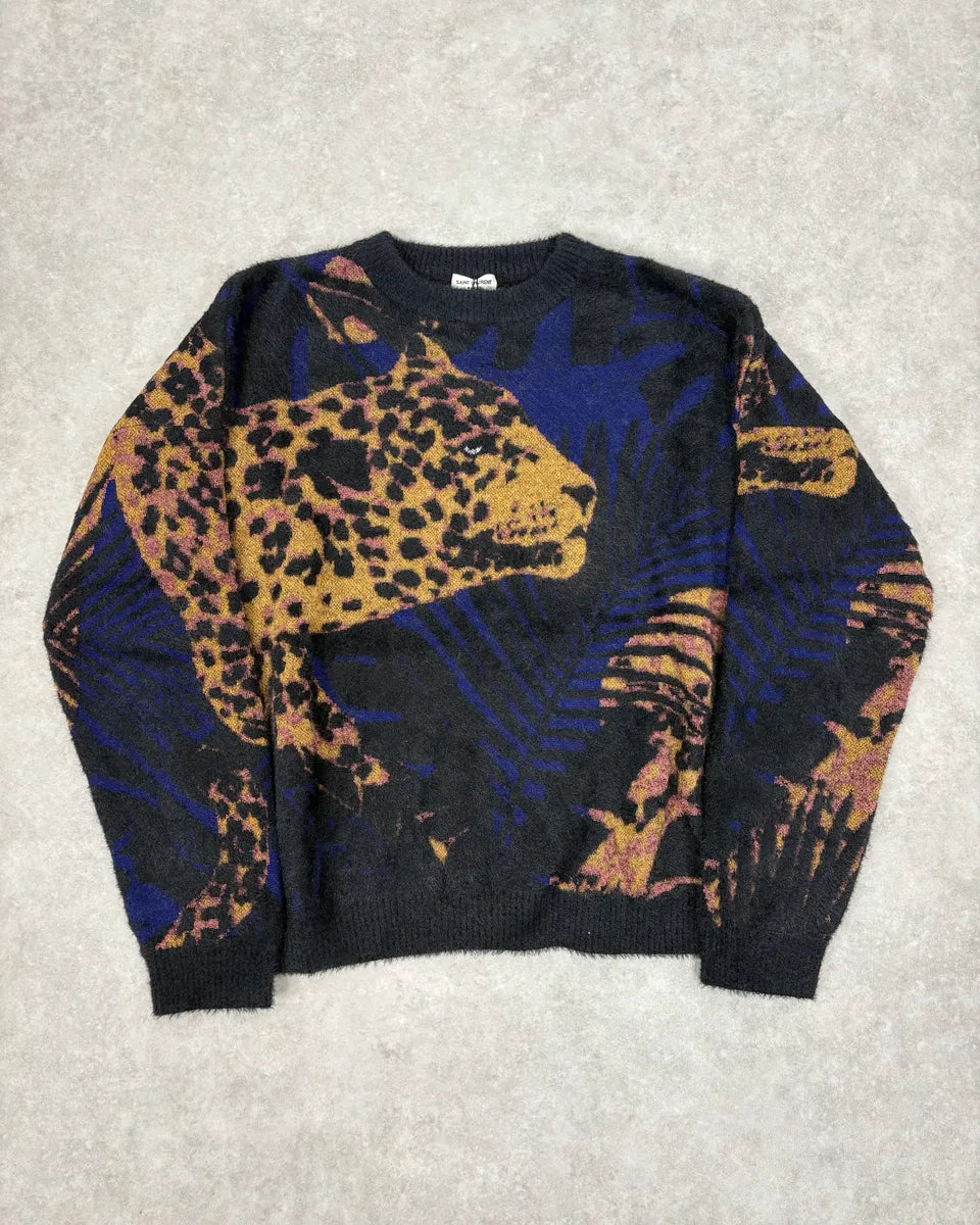 SS2021 Saint Laurent Black & Blue Guepar Sweater IZdzpvV 0