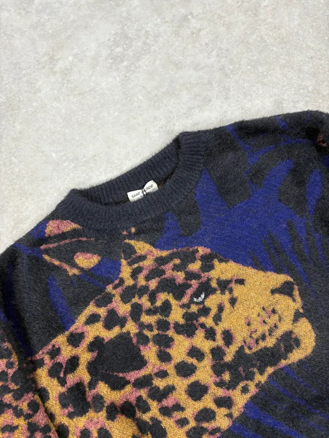 SS2021 Saint Laurent Black & Blue Guepar Sweater IZdzpvV 4