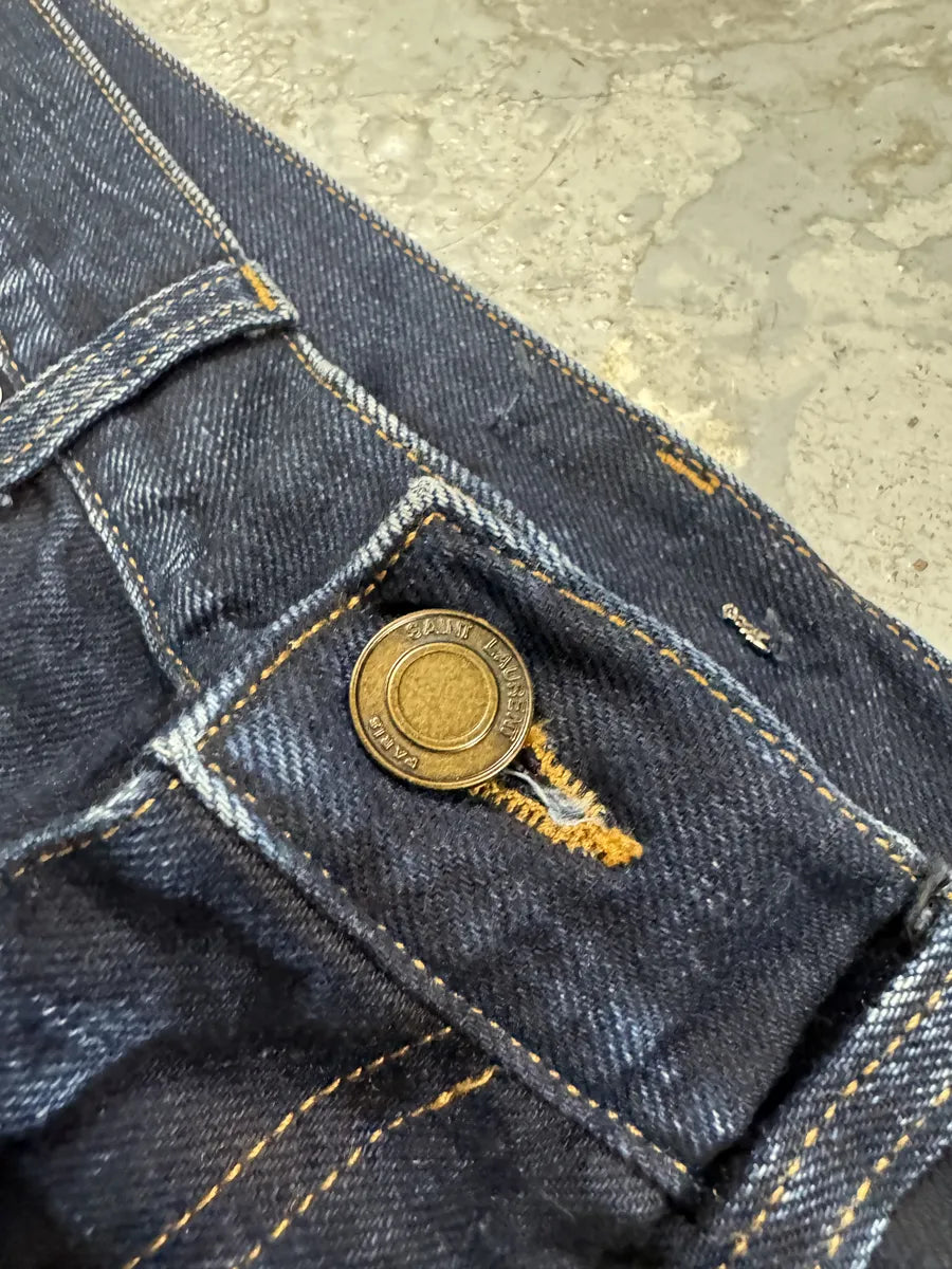 SS2021 Saint Laurent Blue Selvedge Denim Slim Jeans VDRdhnq 11