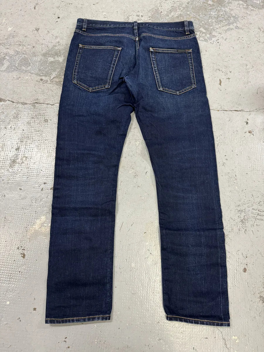 SS2021 Saint Laurent Blue Selvedge Denim Slim Jeans VDRdhnq 4