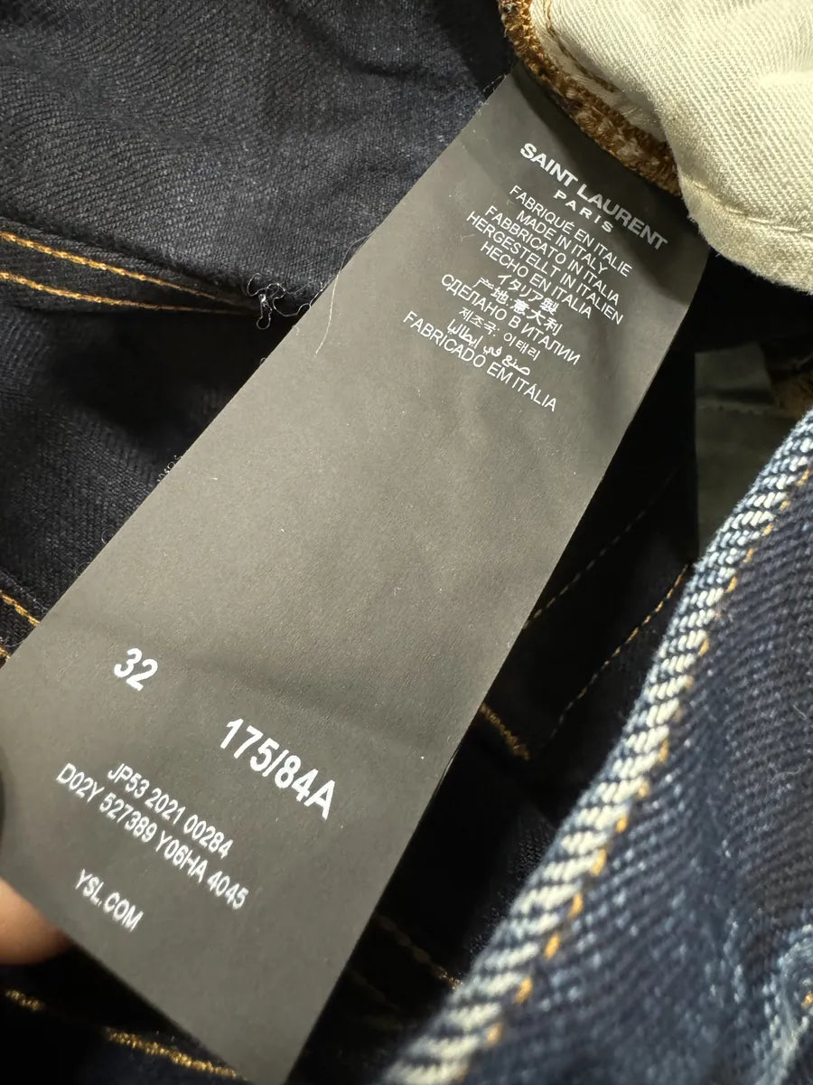 SS2021 Saint Laurent Blue Selvedge Denim Slim Jeans VDRdhnq 9