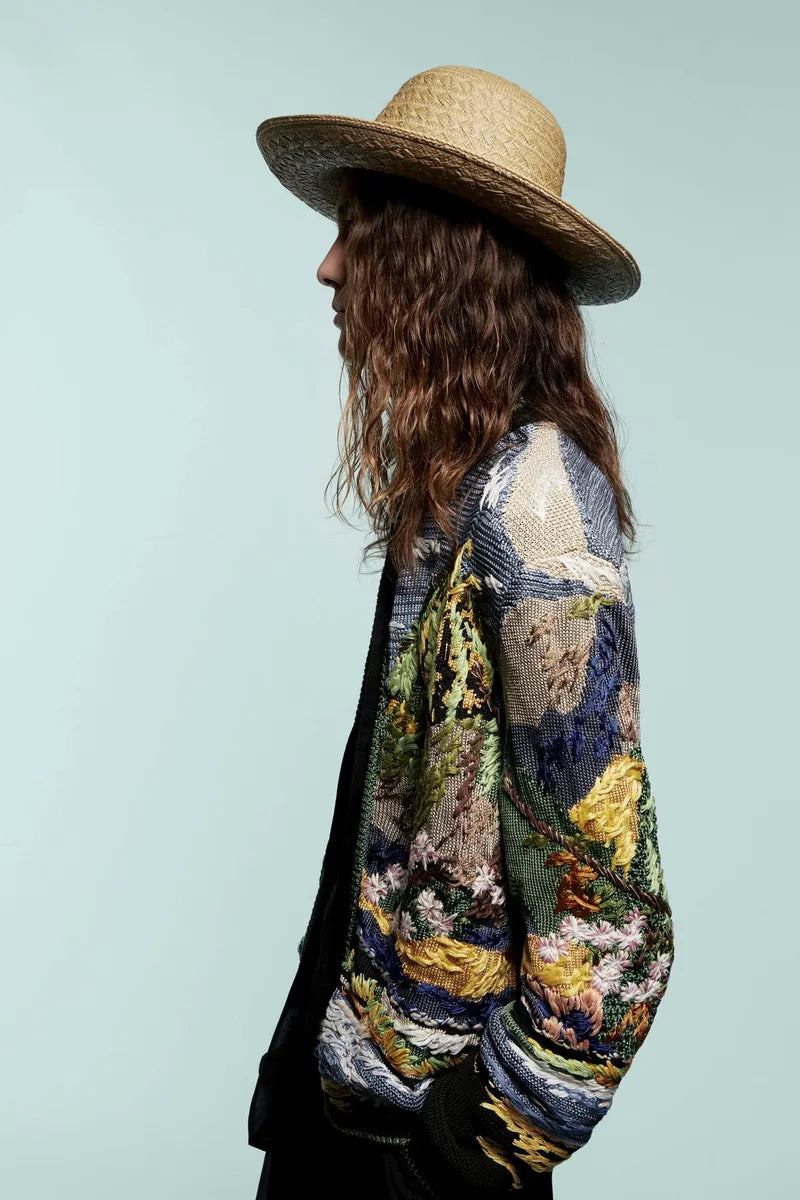 SS2021 Saint Laurent Multicolor Relief Palm Tree Viscose Jacket DRzrMjy 1