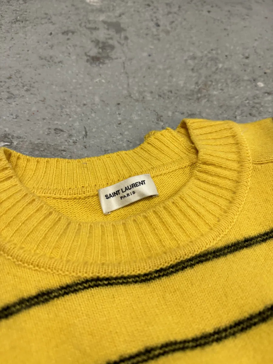 SS2021 Saint Laurent Yellow Lines Sweater XcHLybS 6