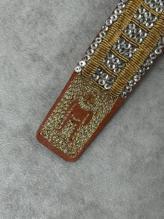 SS2021 Walter Van Beirendonck Embellished Red Embroidered Fake Watch Leather Bracelet LIYQiDG 3