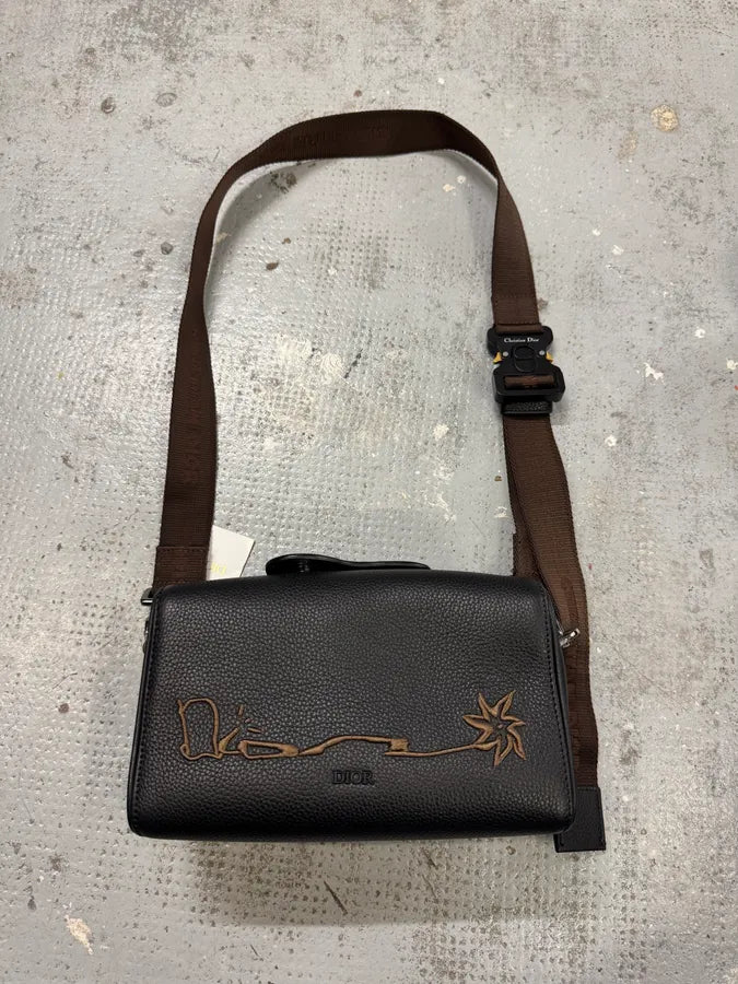 SS2022 Dior CACTUS JACK Saddle Lingot 22 Black Leather Bag hMuyUGG 0