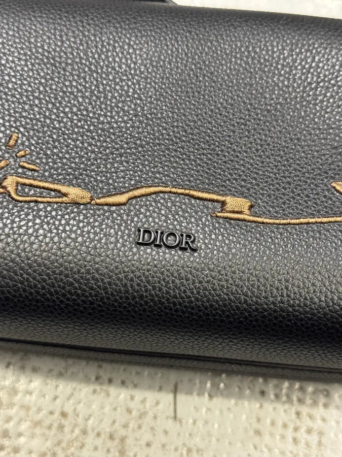 SS2022 Dior CACTUS JACK Saddle Lingot 22 Black Leather Bag hMuyUGG 7