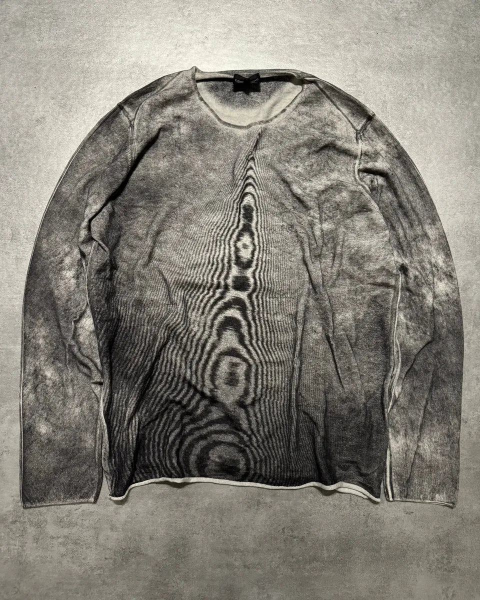 SS2022 Emporio Armani Blurred Extravagant Mirage Grey Wool Sweater (XL) 0