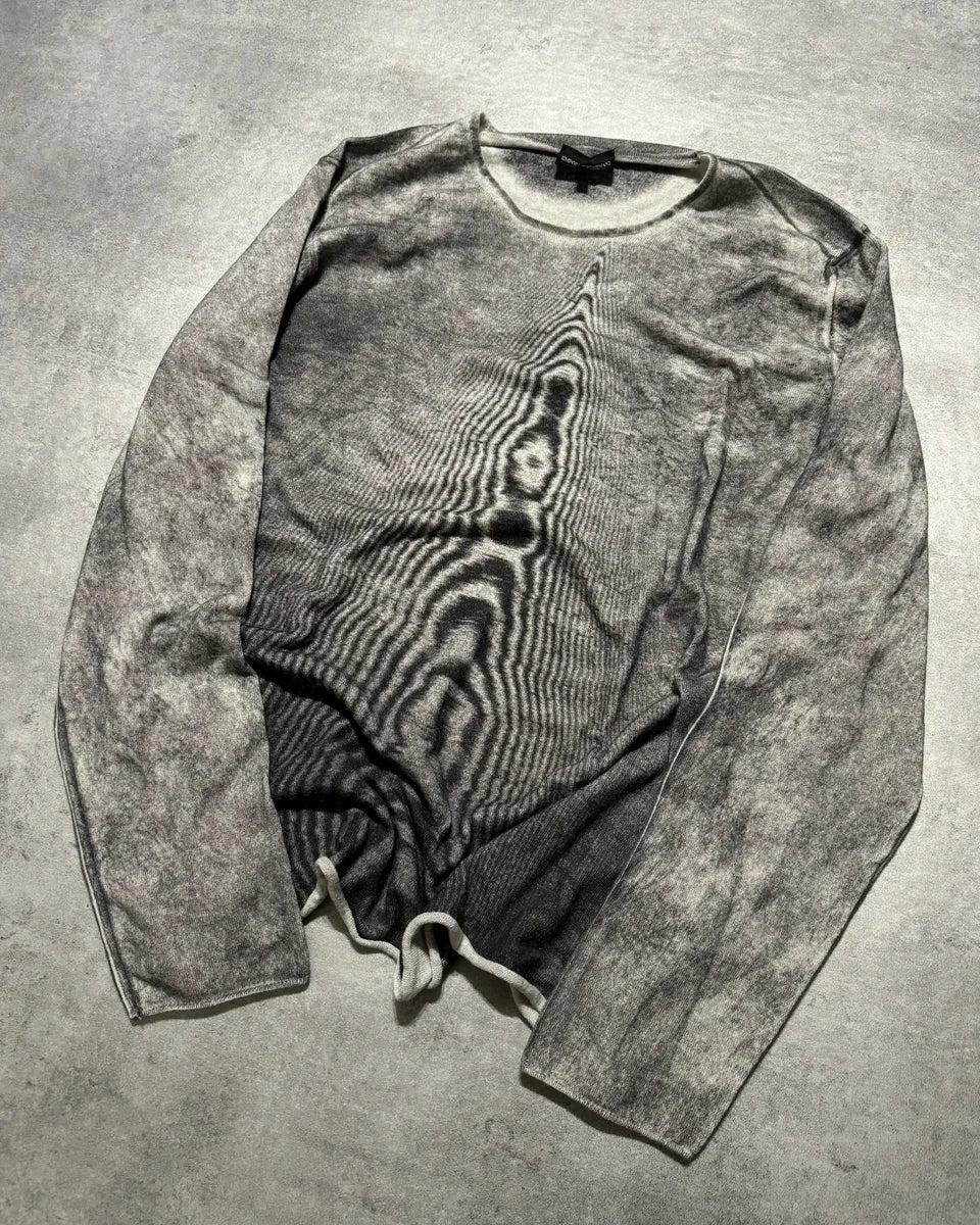 SS2022 Emporio Armani Blurred Extravagant Mirage Grey Wool Sweater (XL) 2