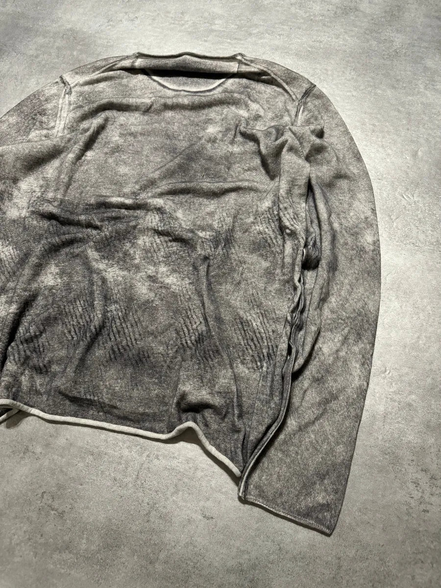 SS2022 Emporio Armani Blurred Extravagant Mirage Grey Wool Sweater (XL) 5