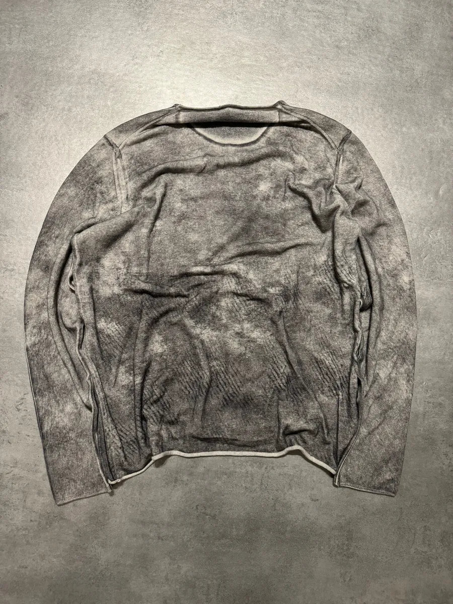 SS2022 Emporio Armani Blurred Extravagant Mirage Grey Wool Sweater (XL) 6