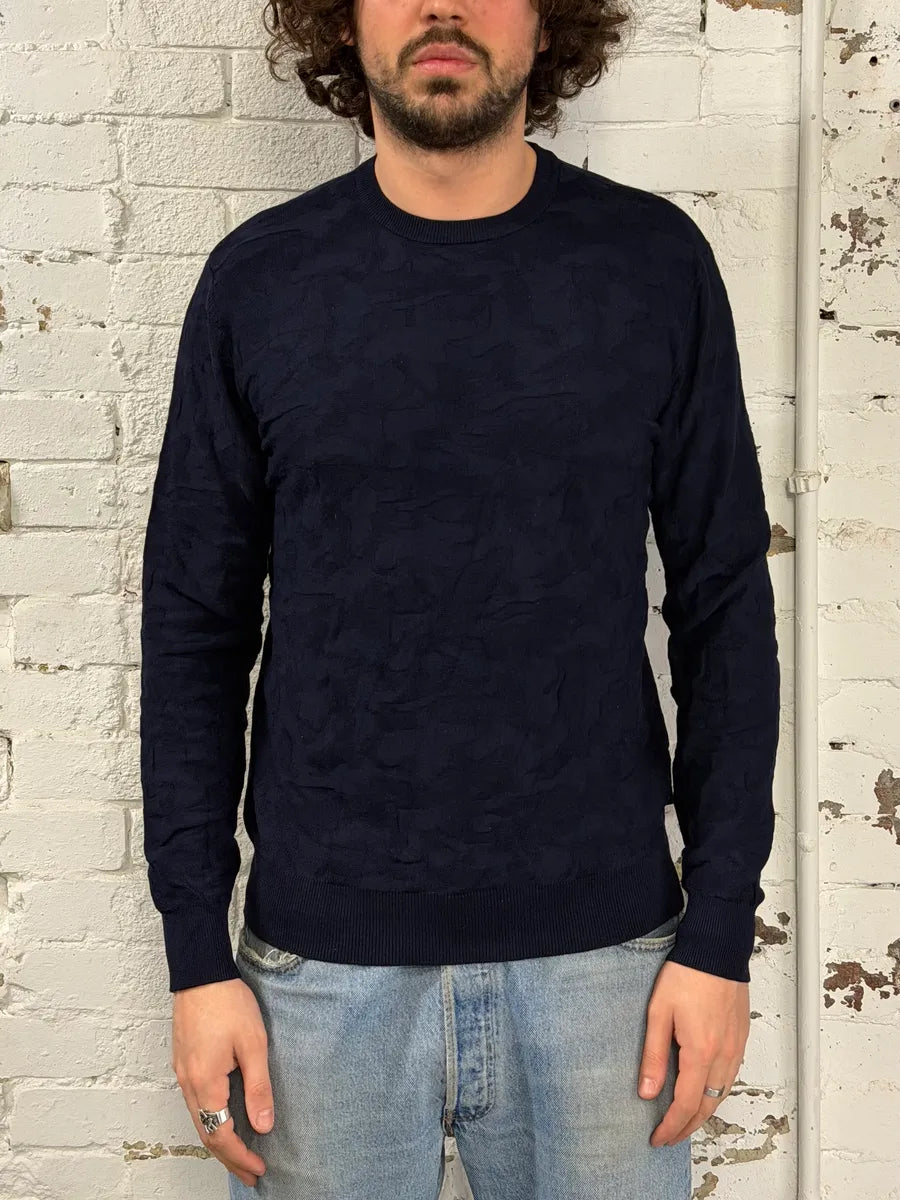 SS2022 Emporio Armani Military Camo Relief Navy Blue Sweater hsBNTCR 0
