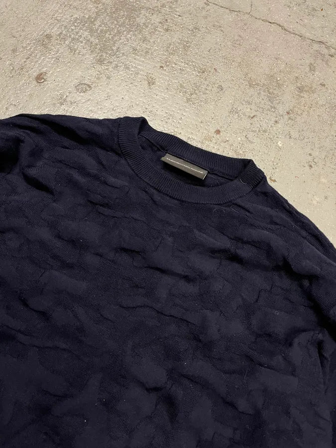 SS2022 Emporio Armani Military Camo Relief Navy Blue Sweater hsBNTCR 5