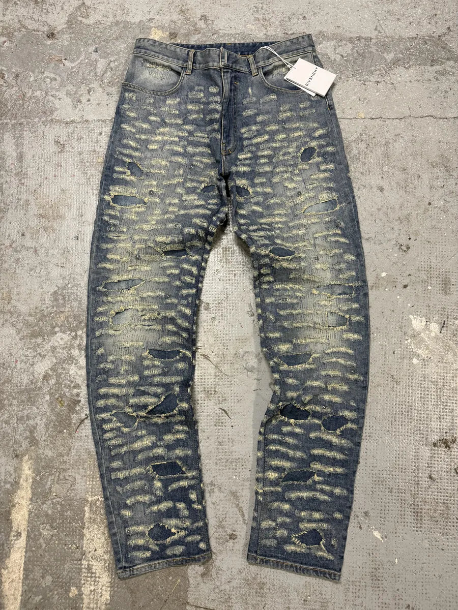 SS2022 Givenchy Blue Denim Slim Distressed Jeans (M) BuwnovN 0