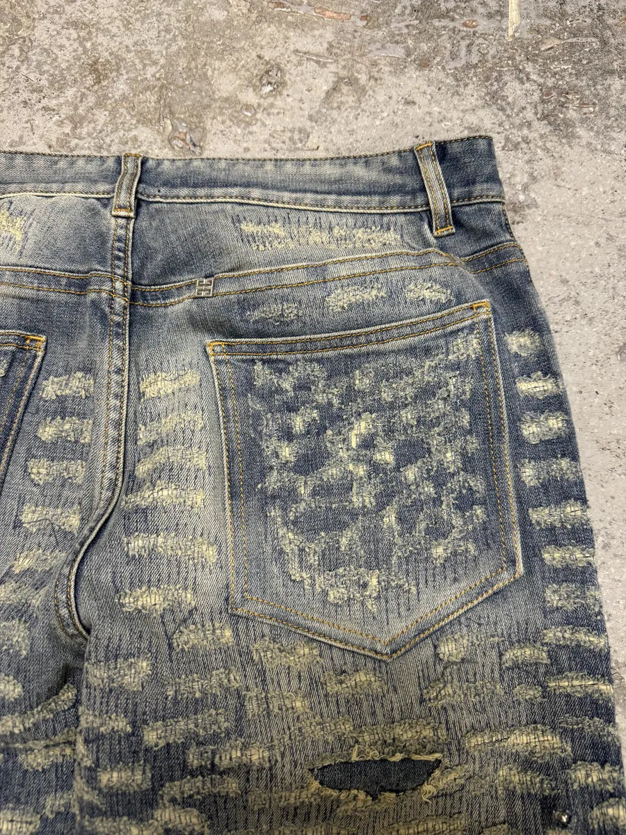SS2022 Givenchy Blue Denim Slim Distressed Jeans (M) BuwnovN 5