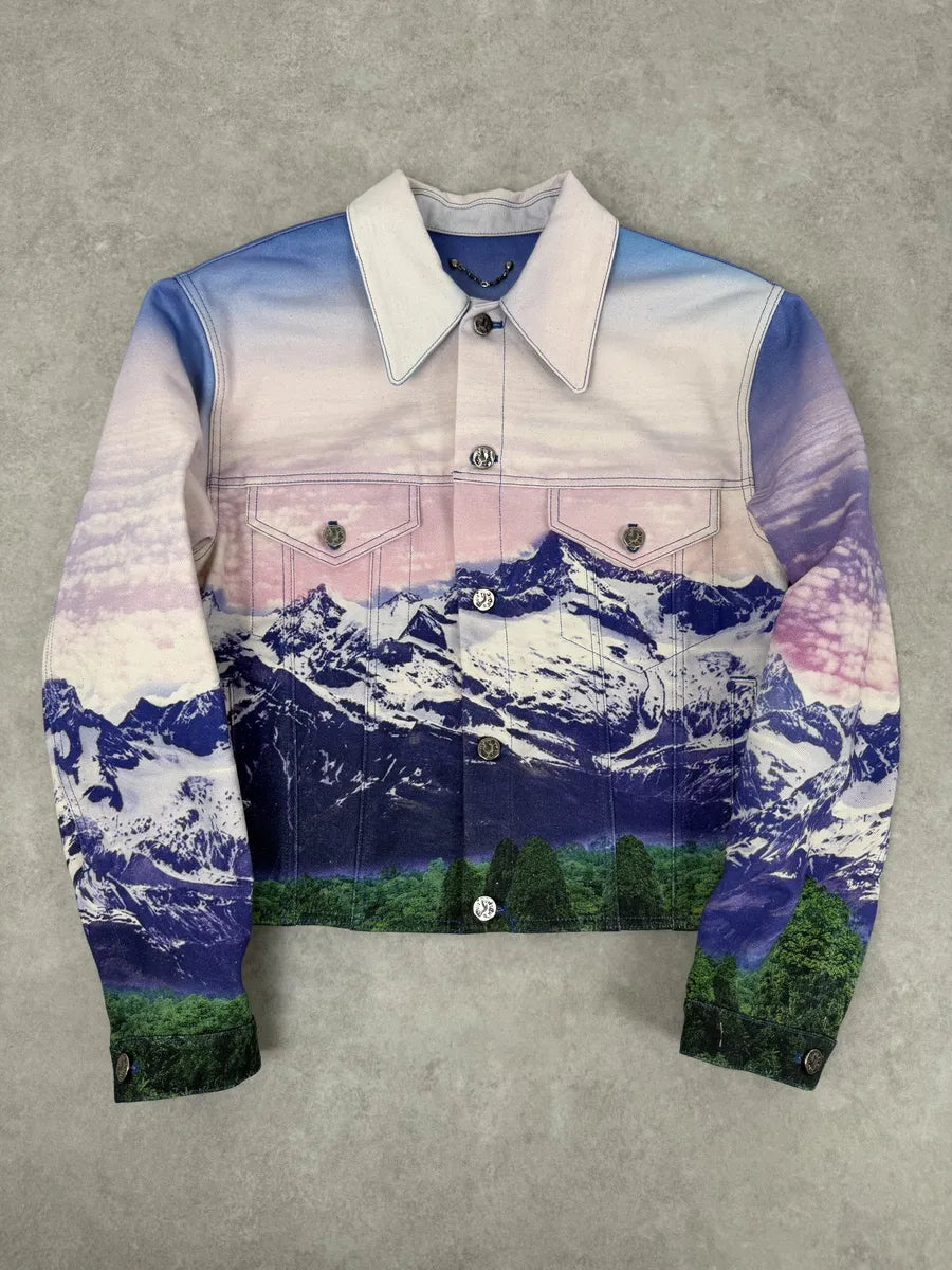SS2022 Louis Vuitton Purple Mountain Landscape Buttoned Jacket lYOrNoA 0