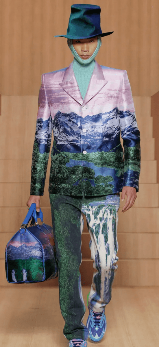 SS2022 Louis Vuitton Purple Mountain Landscape Buttoned Jacket lYOrNoA 4